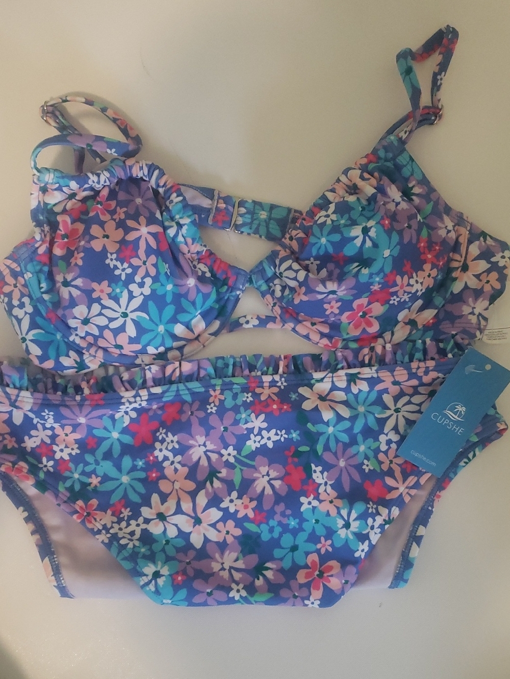 Cupshe Purple Floral Underwire Bikini Set